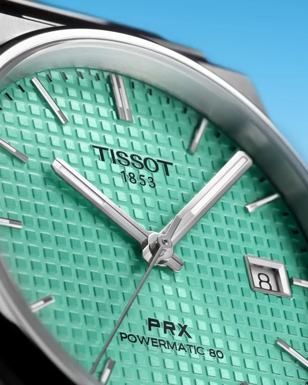 Tissot PRX Powermatic 80 40 mm, bracelet acier, cadran vert claire