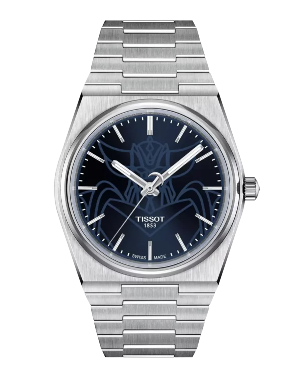 Tissot PRX UFO Robot Goldorak 40mm – montre automatique Powermatic 80 avec cadran bleu inspiré de Goldorak et boîtier acier inoxydable.