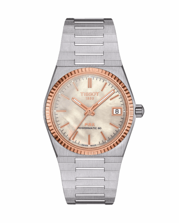 Tissot PRX 35mm Goldlünette Blanc nacré