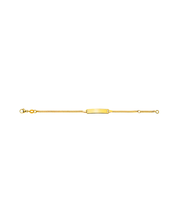 Bracelet d'identité gourmette limée pour enfants or jaune 585