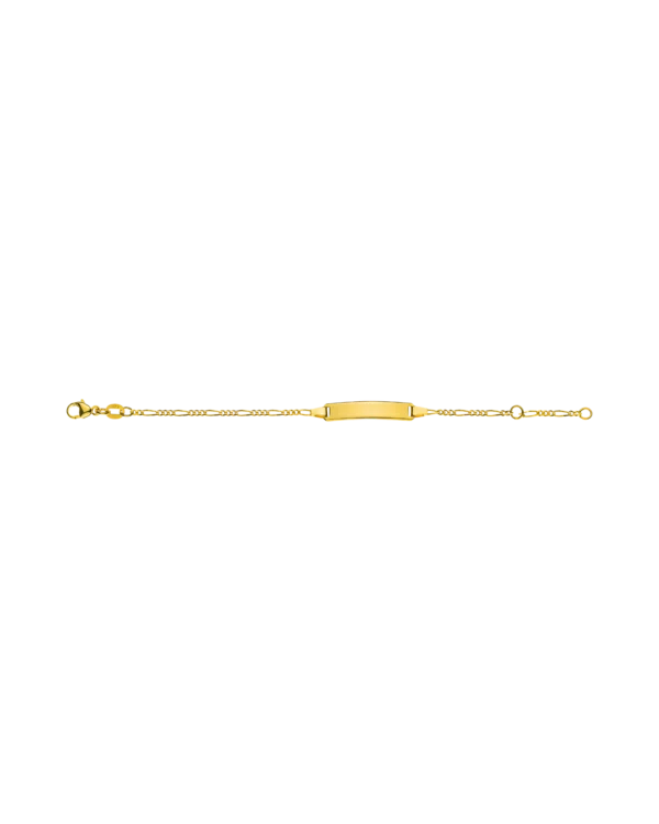 Bracelet d'identité figaro diamantée pour enfants or jaune 585