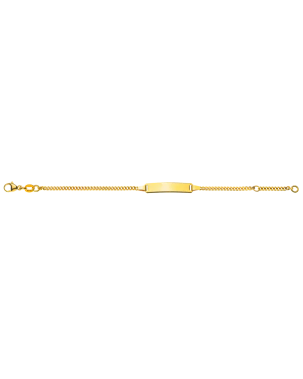 Bracelet d'identité gourmette limée pour enfants or jaune 750