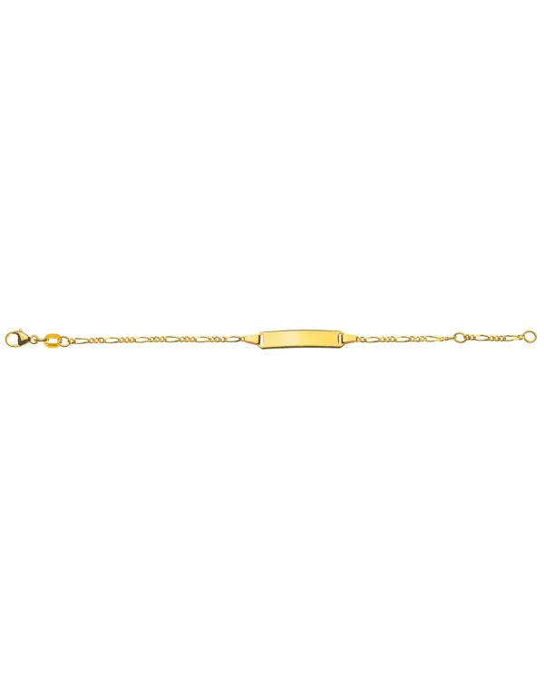 Bracelet d'identité figaro diamantée pour enfants or jaune 750