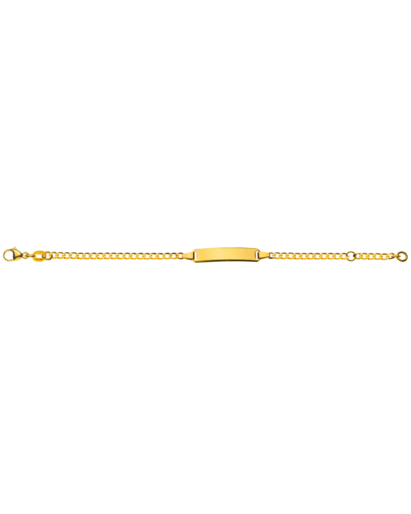 Bracelet d'identité gourmette ouverte diamantée pour enfants or jaune 750