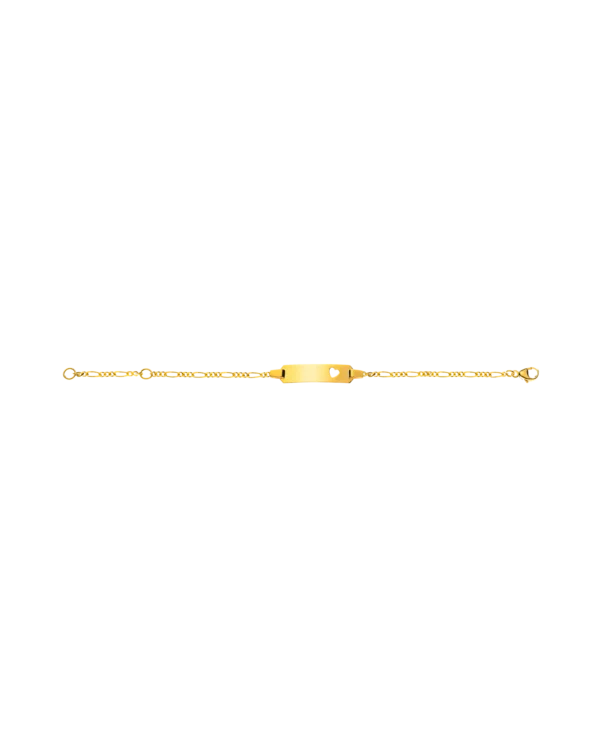 Bracelet d'identité figaro diamantée pour enfants or jaune 750