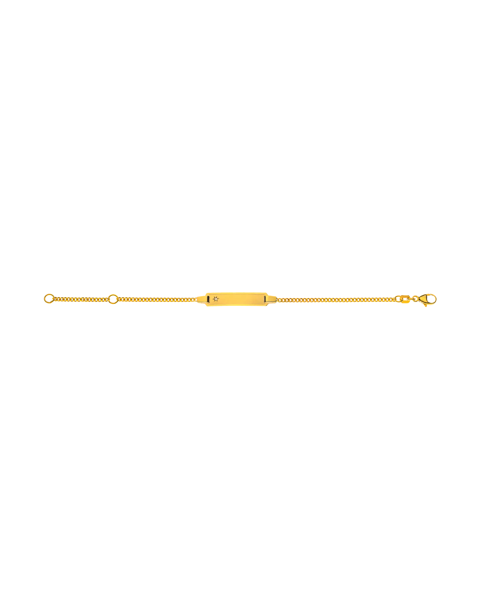 Bracelet d'identité gourmette diamantée pour enfants or jaune 750 14cm