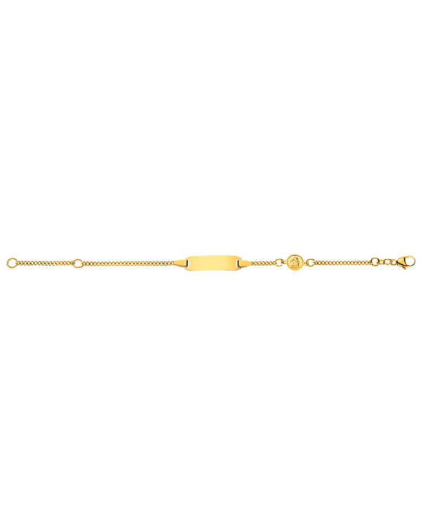 Bracelet d'identité gourmette diamantée pour enfants or jaune 750 14cm