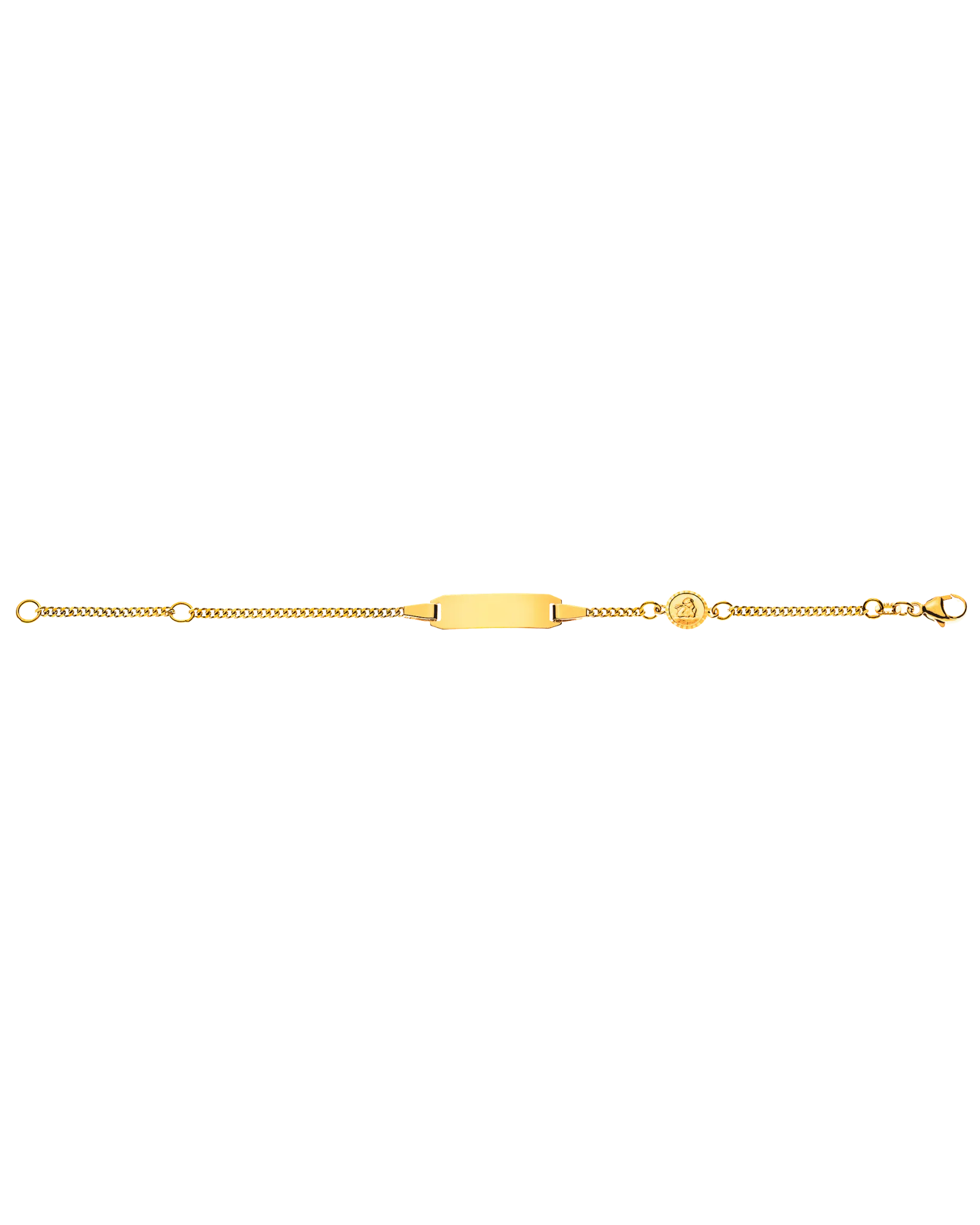 Bracelet d'identité gourmette diamantée pour enfants or jaune 750 14cm