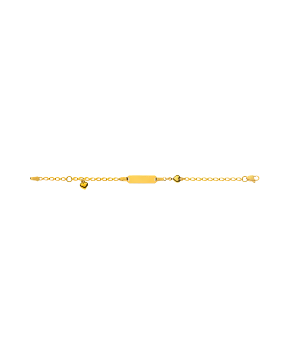 Bracelet d'identité fantaisie avec coeurs pour enfants or jaune 750