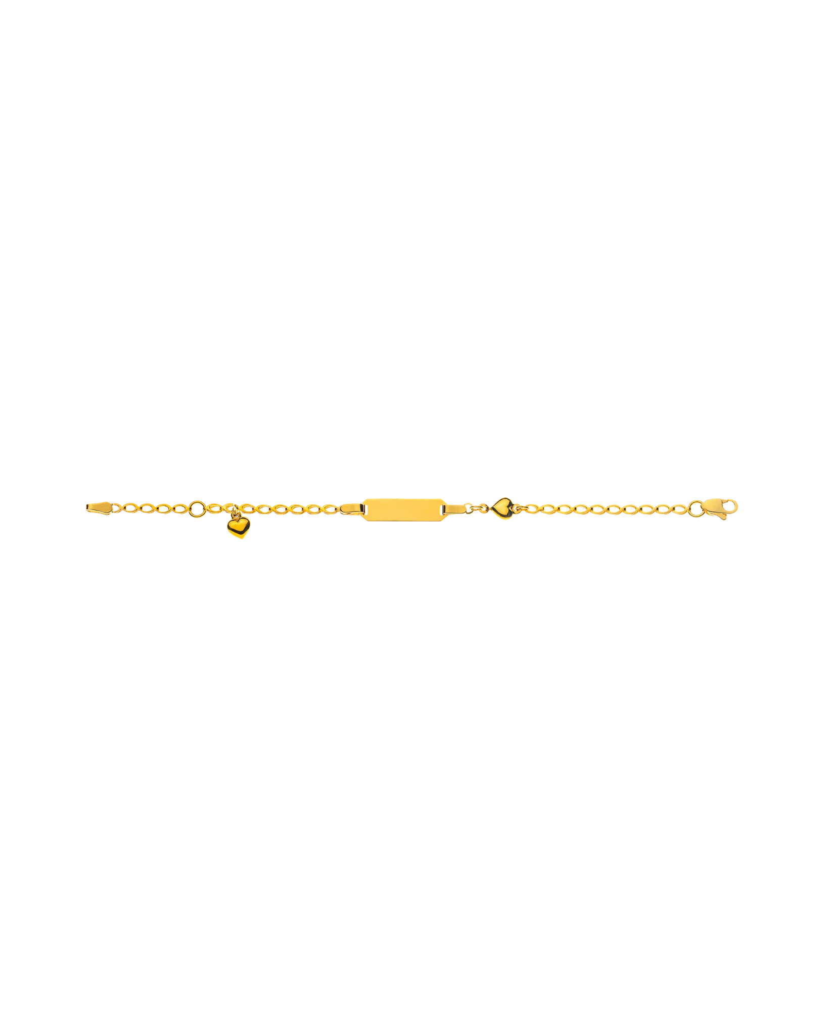 Bracelet d'identité fantaisie avec coeurs pour enfants or jaune 750