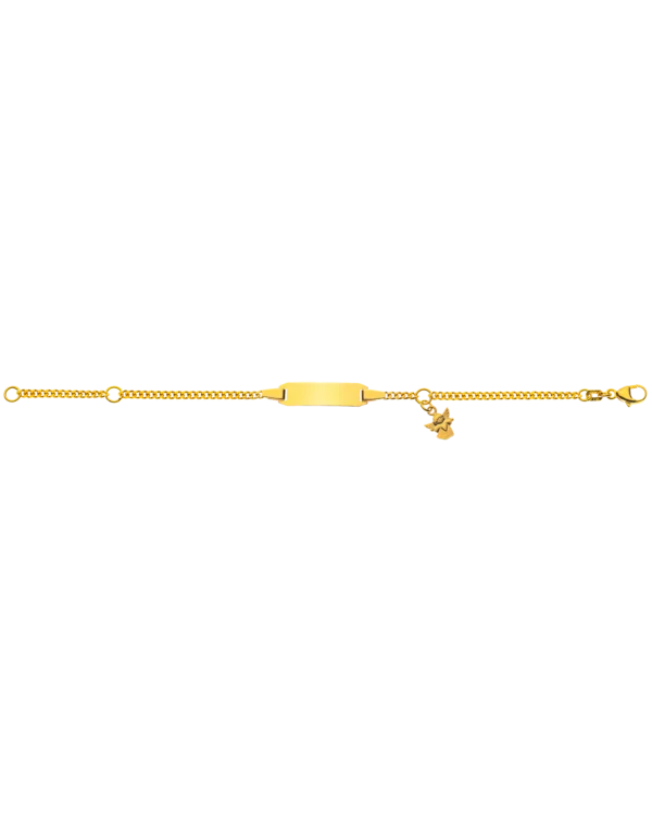 Bracelet d'identité gourmette diamantée pour enfants or jaune 750 14cm