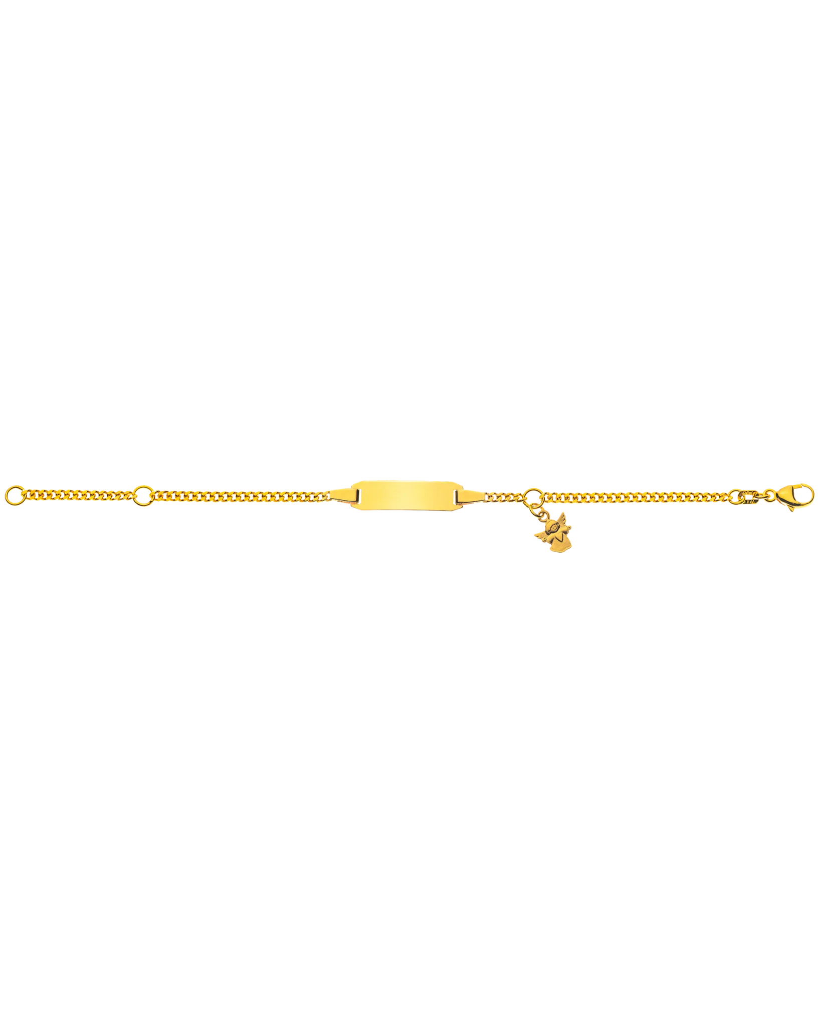 Bracelet d'identité gourmette diamantée pour enfants or jaune 750 14cm