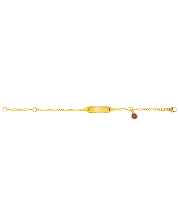 Bracelet d'identité figaro diamantée pour enfants or jaune 750 avec