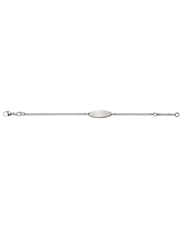 Bracelet d'identité gourmette limée pour enfants or gris 750