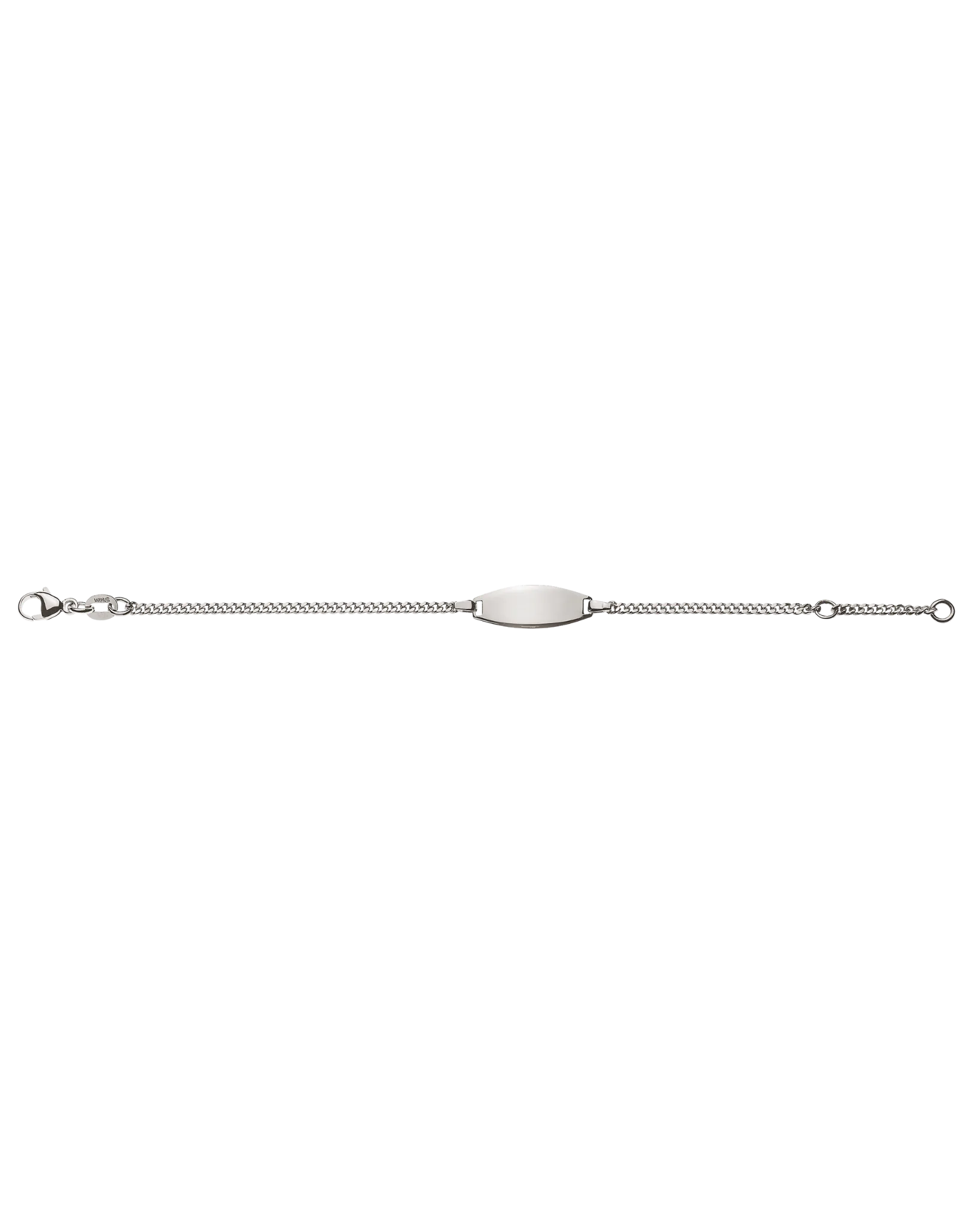 Bracelet d'identité gourmette limée pour enfants or gris 750
