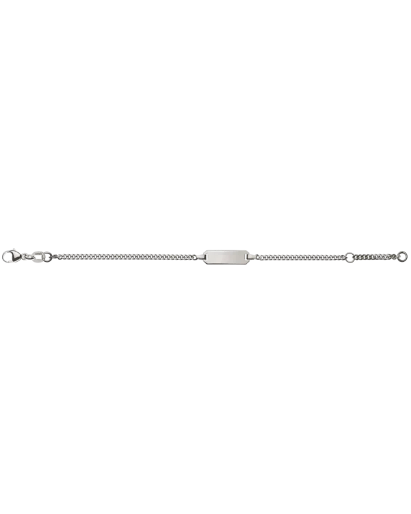 Bracelet d'identité gourmette limée pour enfants or gris 750