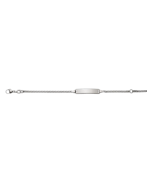 Bracelet d'identité gourmette limée pour enfants or gris 750