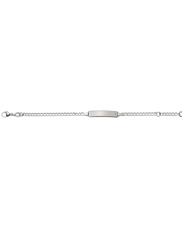 Bracelet d'identité gourmette ouverte diamantée pour enfants or gris 750