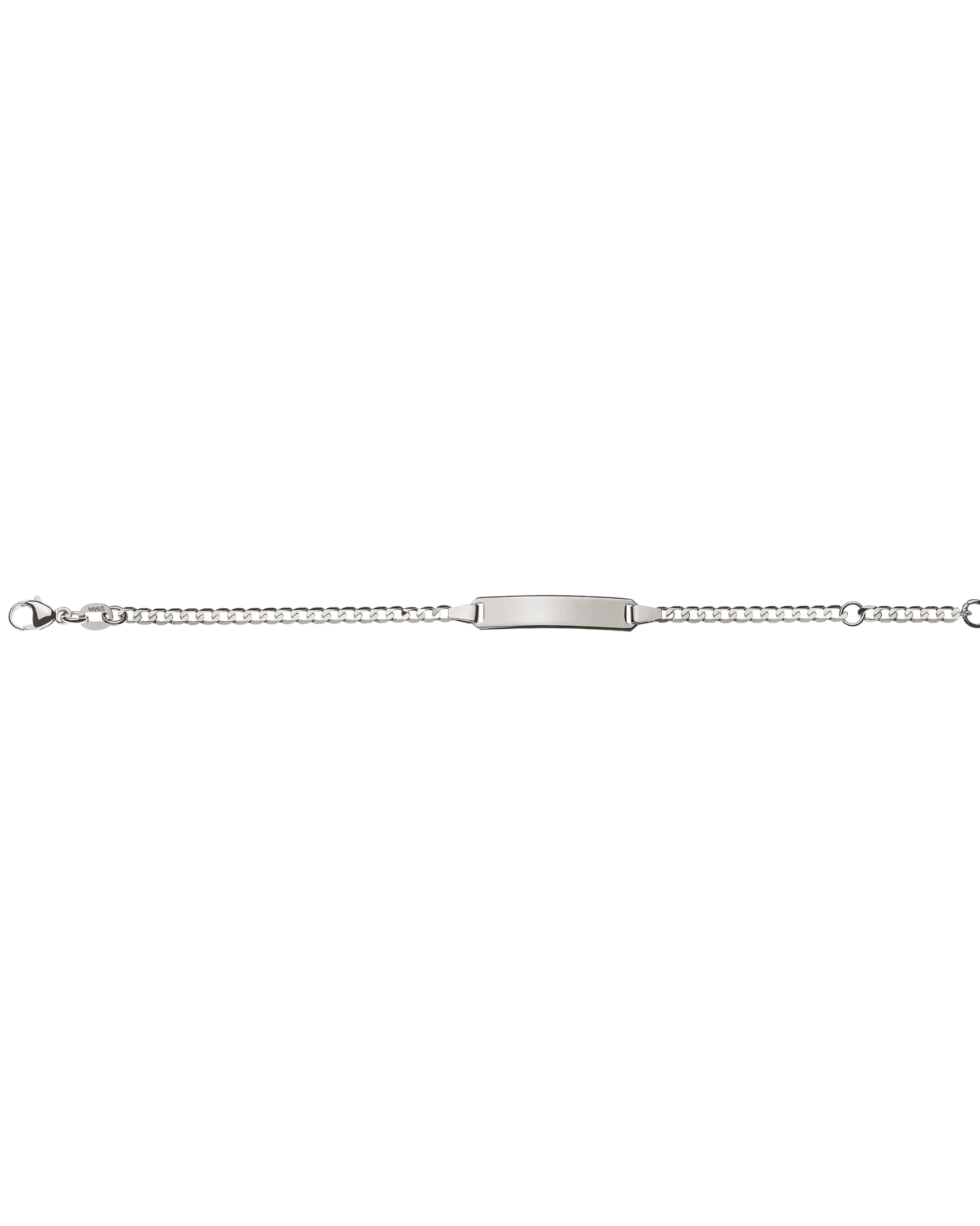 Bracelet d'identité gourmette ouverte diamantée pour enfants or gris 750