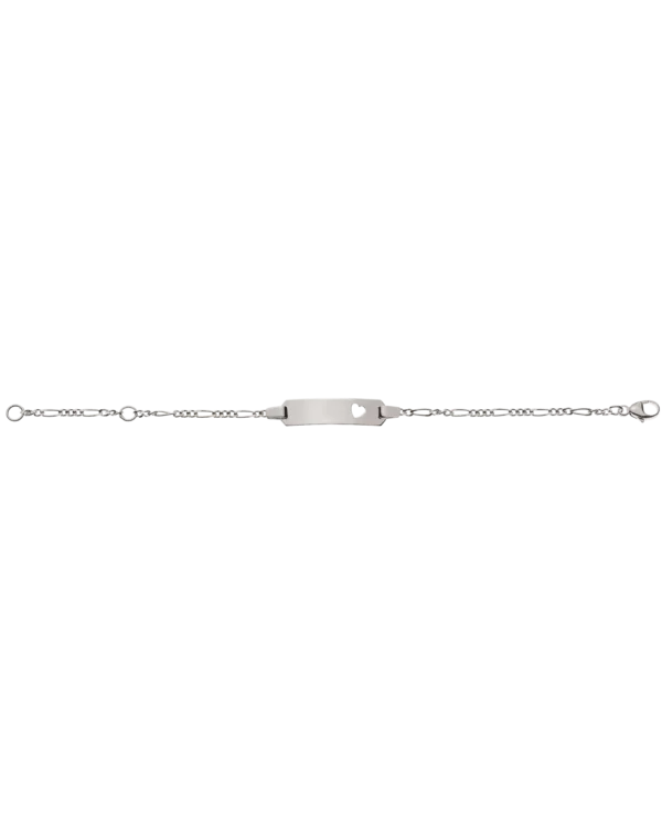 Bracelet d'identité figaro diamantée pour enfants or gris 750