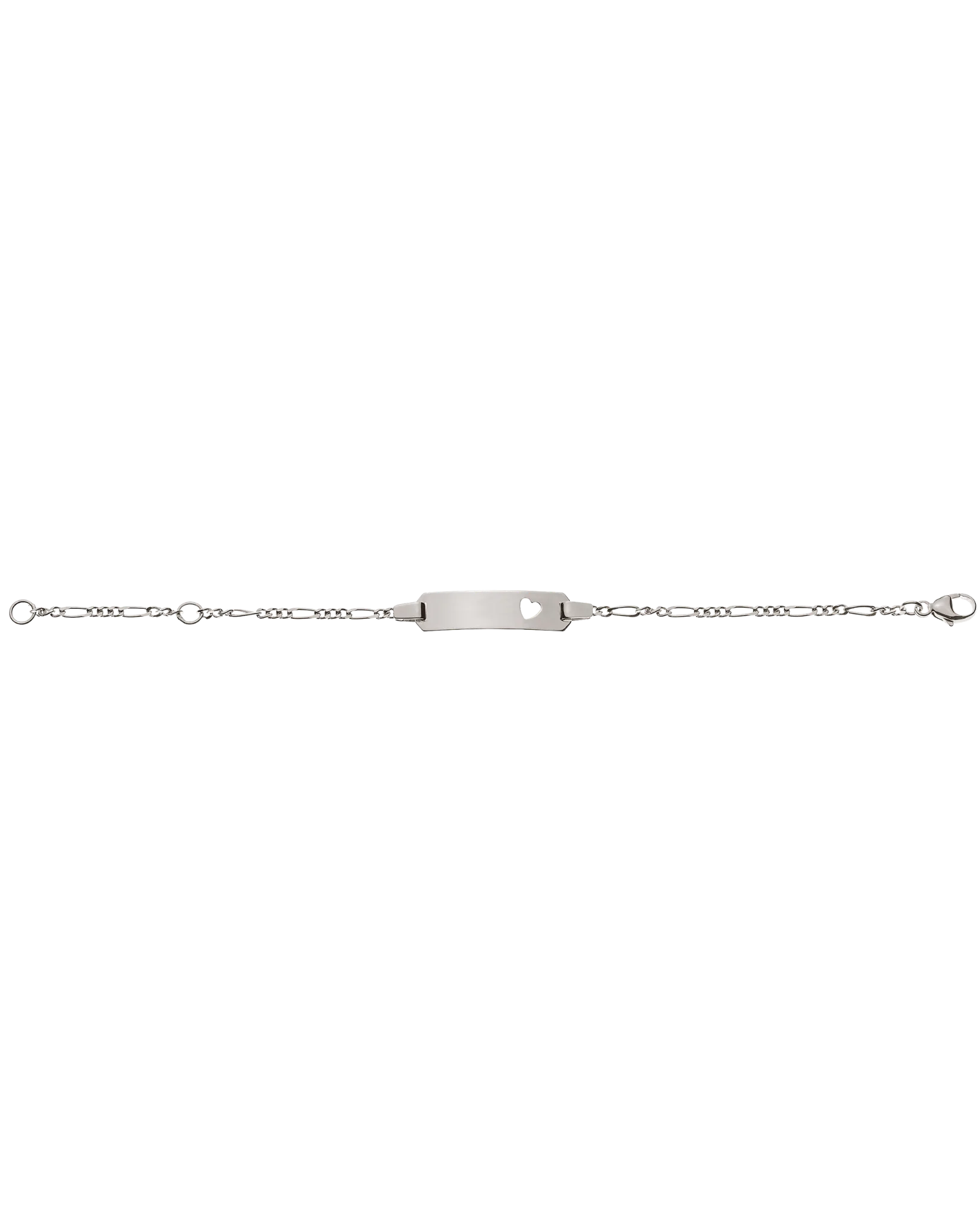 Bracelet d'identité figaro diamantée pour enfants or gris 750