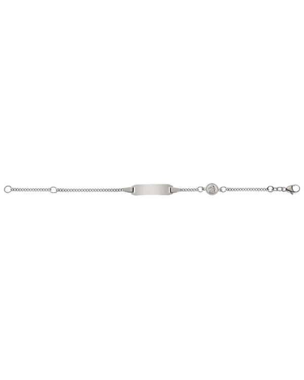 Bracelet d'identité gourmette diamantée pour enfants or gris 750 14cm