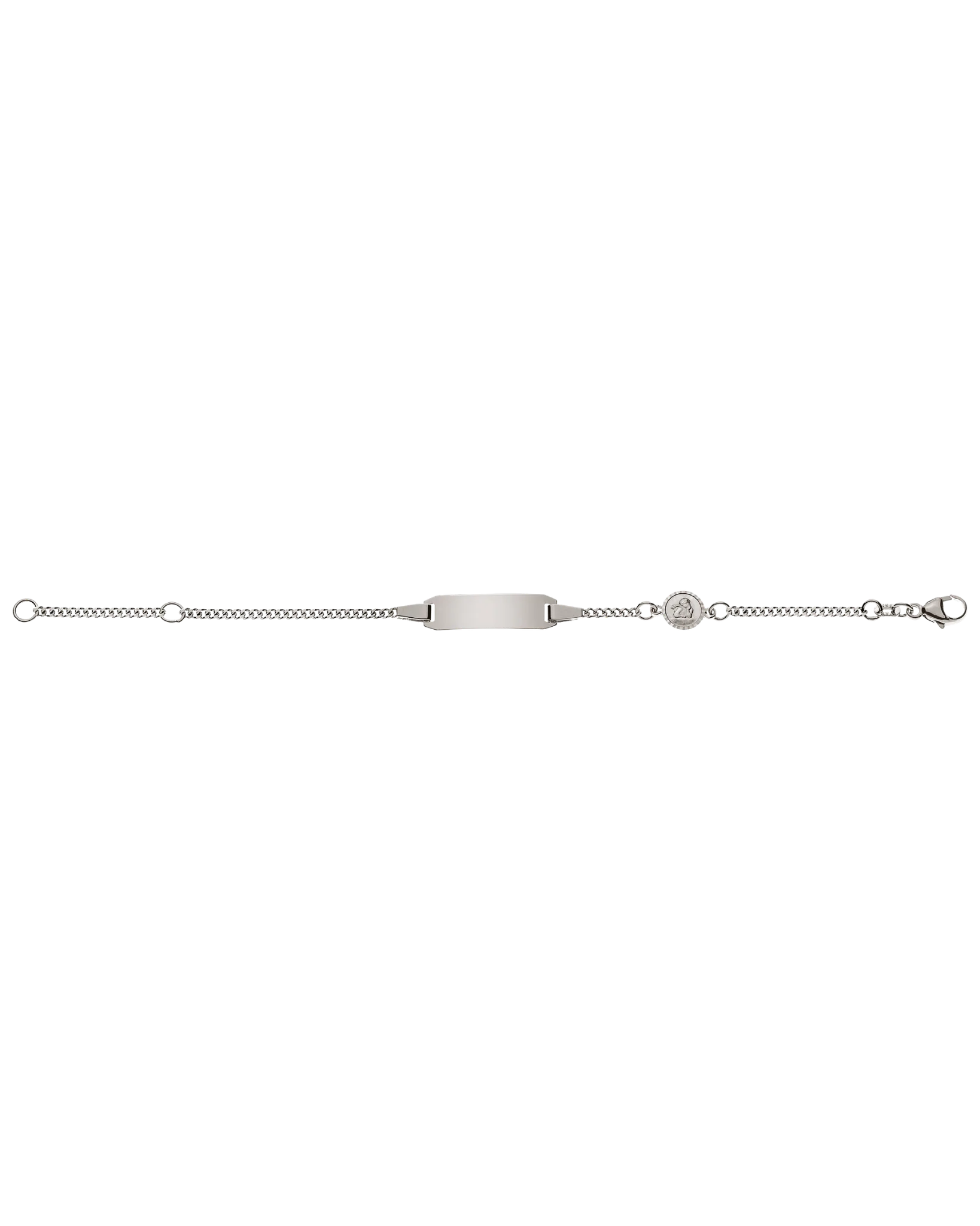 Bracelet d'identité gourmette diamantée pour enfants or gris 750 14cm