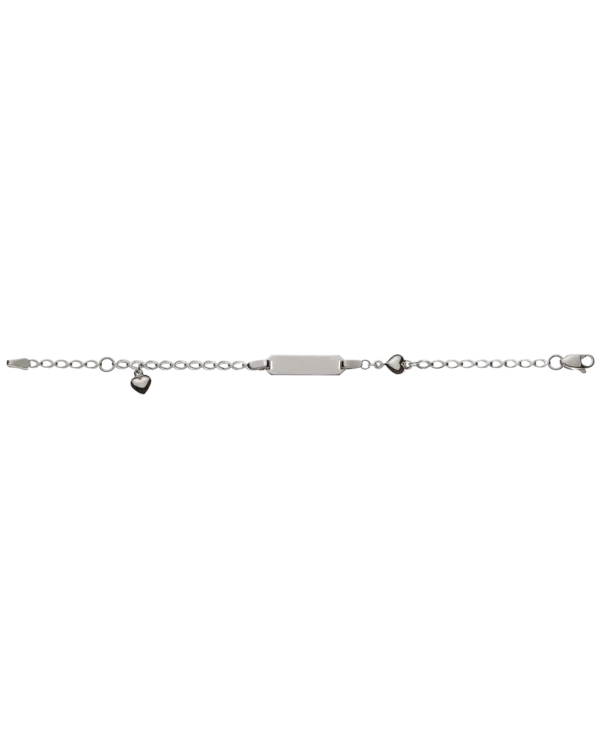 Bracelet d'identité fantaisie avec coeurs pour enfants or gris 750