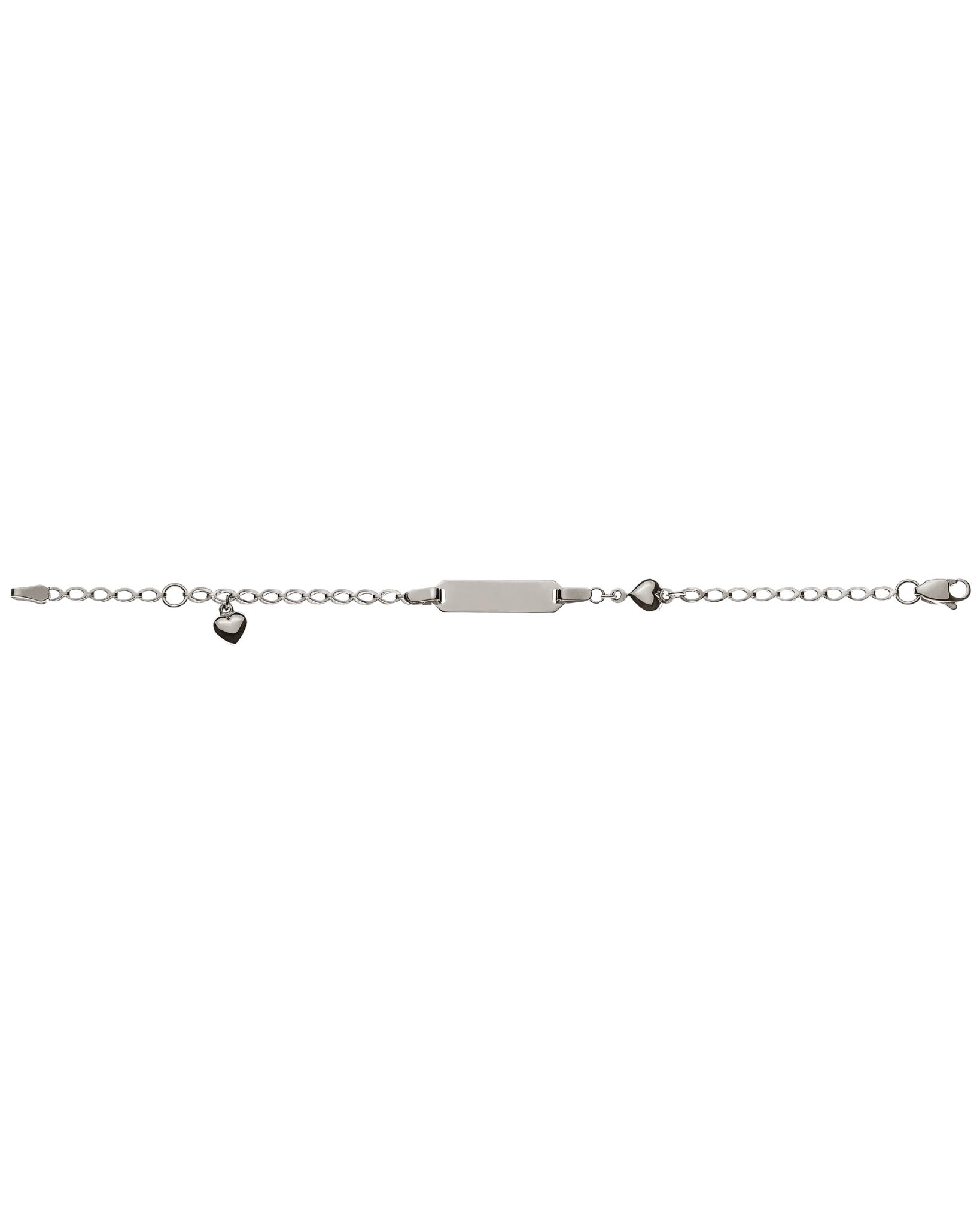 Bracelet d'identité fantaisie avec coeurs pour enfants or gris 750