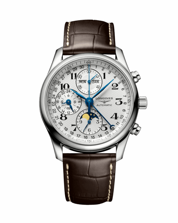 Longines Master Collection Chronograph Moonphase 40mm Blanc cuir