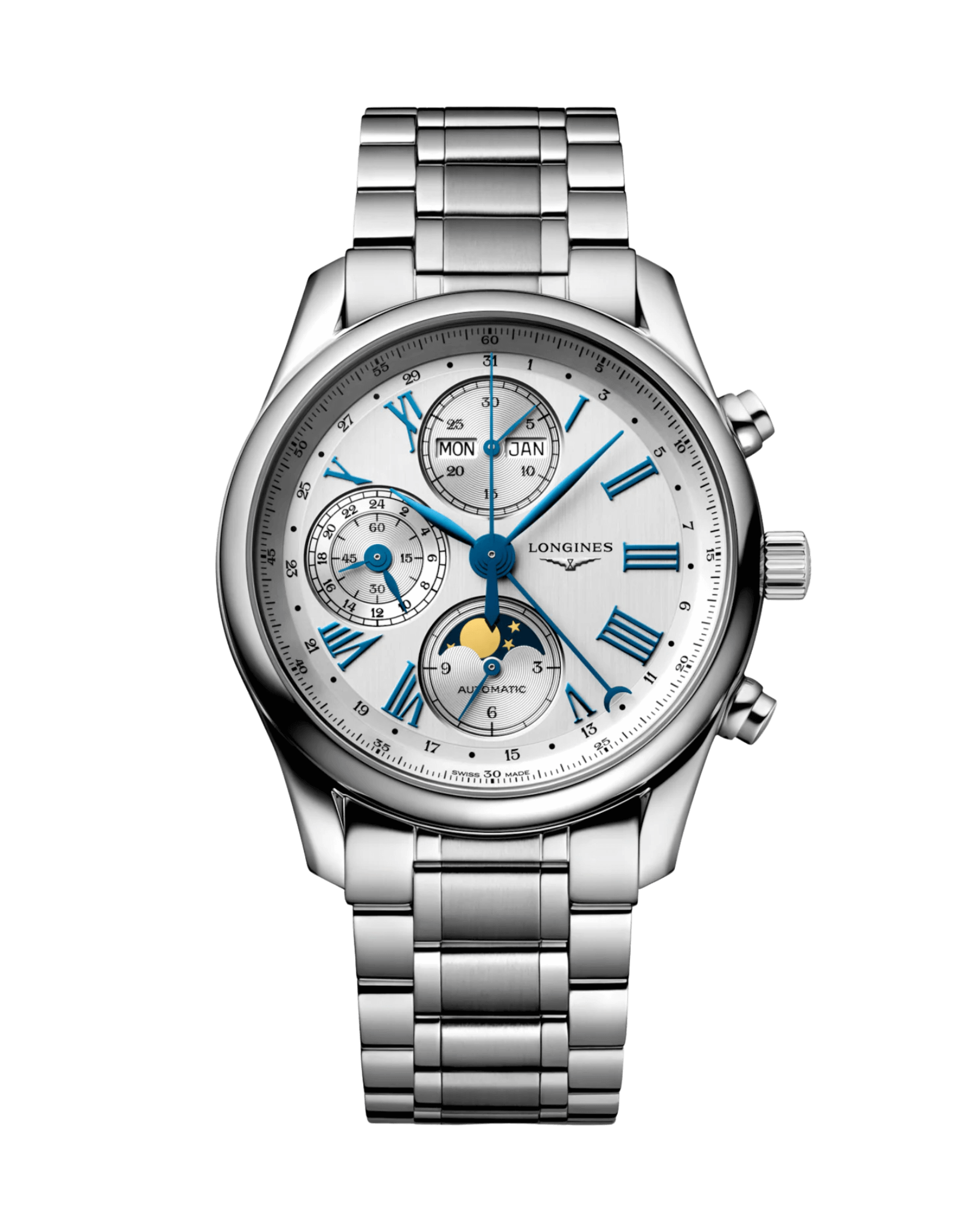 Longines Master Collection Chronograph Moonphase 40mm Blanc2 acier
