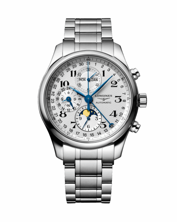 Longines Master Collection Chronograph Moonphase 42mm Blanc acier