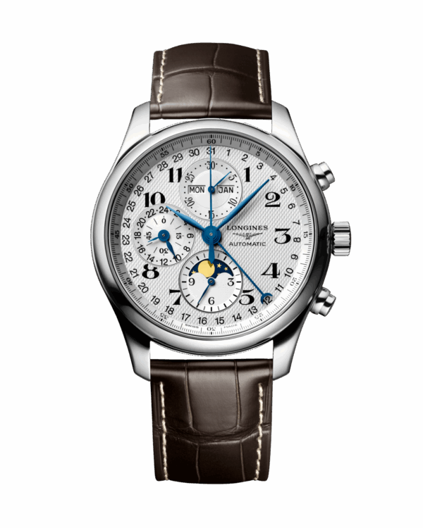 Longines Master Collection Chronograph Moonphase 42mm Blanc cuir