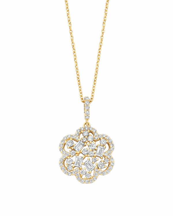 Collier fleur argent 925 doré zirconia | Gil Bonnet & Fils