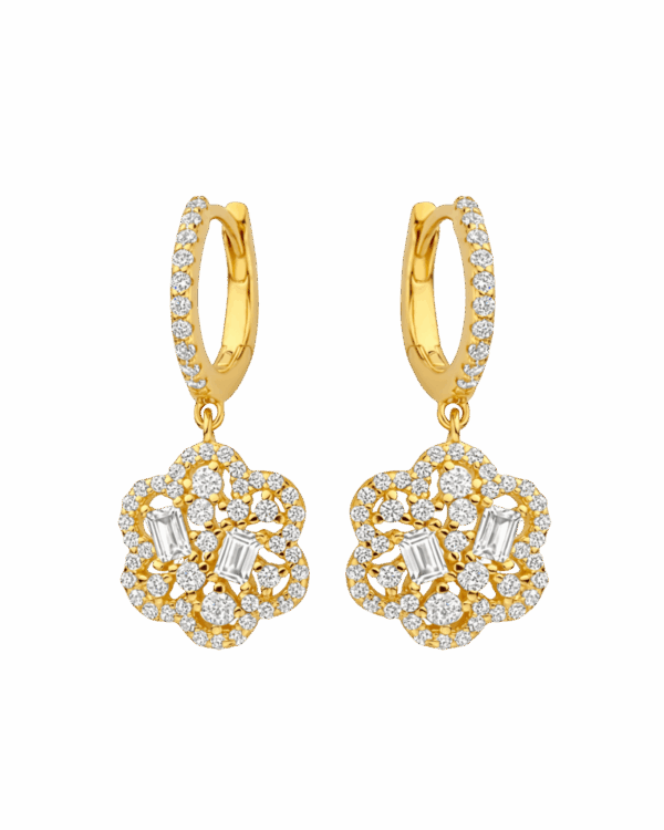 Boucles fleur pendantes argent 925 doré | Gil Bonnet & Fils