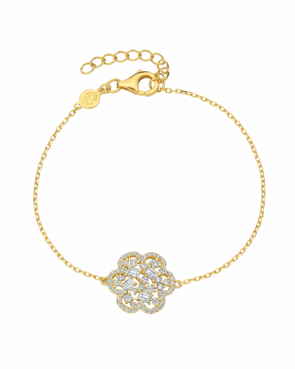 Bracelet fleur argent 925 doré zirconia | Gil Bonnet & Fils