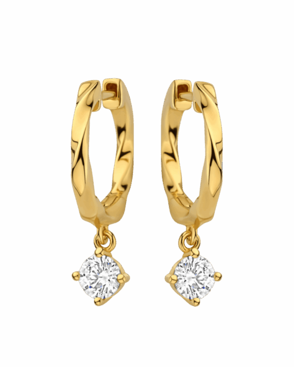 Créoles argent 925 doré zirconia | Gil Bonnet & Fils