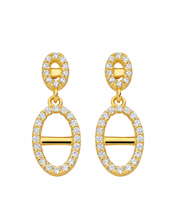 Boucles pendantes argent 925 doré zirconia | Gil Bonnet & Fils