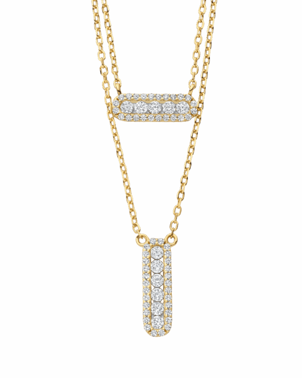 Collier double argent 925 doré zirconia | Gil Bonnet & Fils