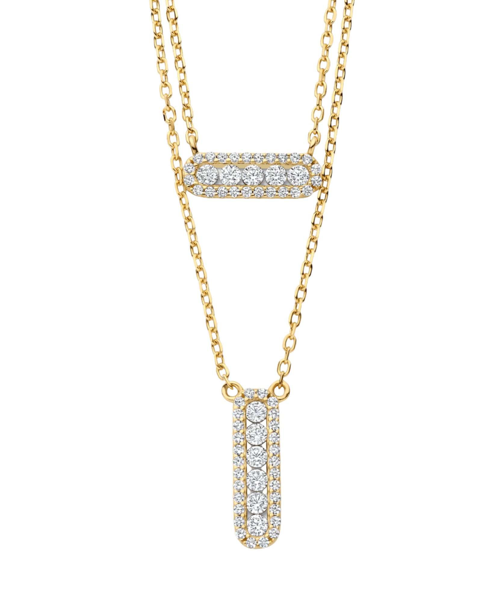 Collier double argent 925 doré zirconia | Gil Bonnet & Fils