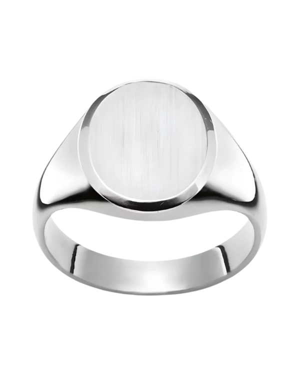 Chevalière ronde plateau brossé argent 925 rhodié – Pfalzer