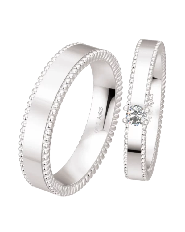 Alliance Breuning Silver Partner Rings argent rhodié 925 diamant 4 mm