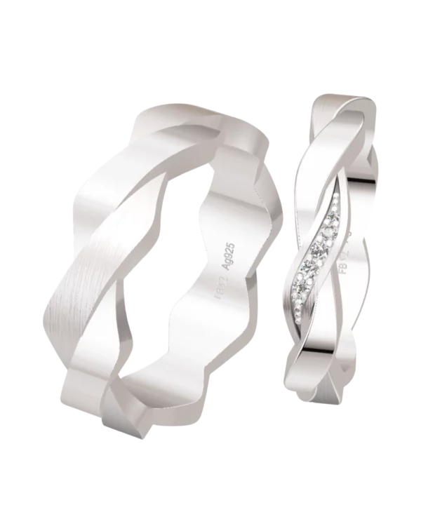 Alliance Breuning Silver Partner Rings argent rhodié 925 diamant 4 mm