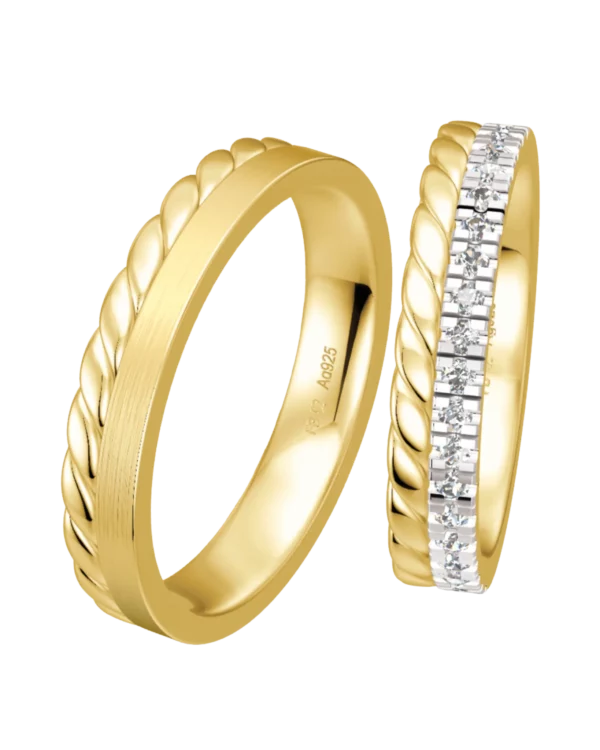 Alliance Breuning Silver Partner Rings argent 925 bicolore diamants 4 mm