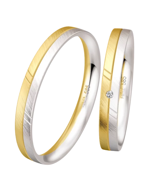 Bicolore or jaune et or blanc 585 diamant 0.015 ct