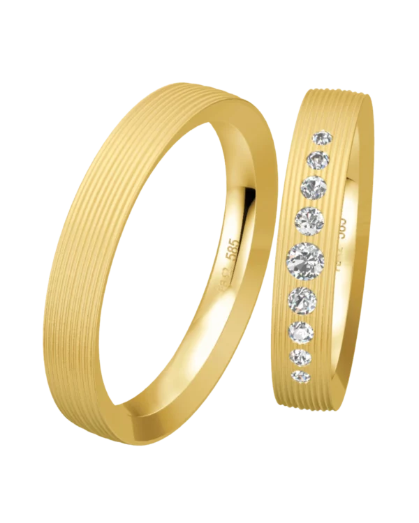 Alliance Breuning Structure or jaune 585 diamants 4 mm