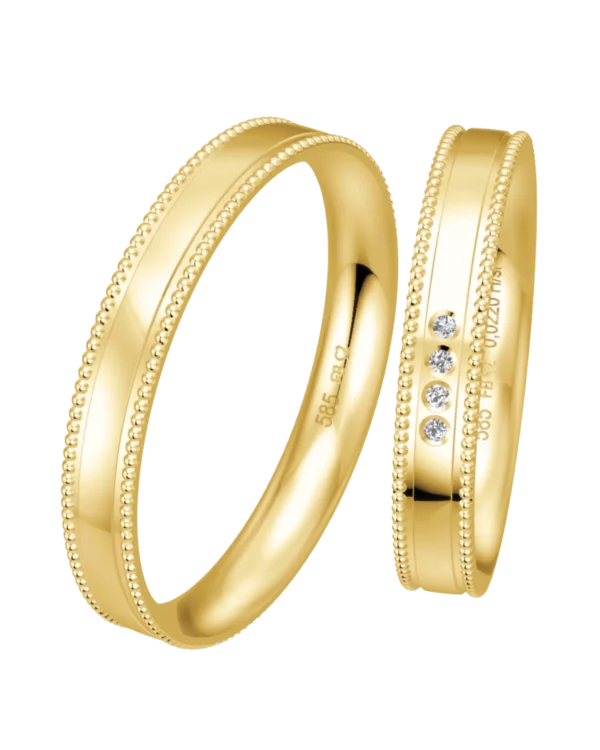 Alliance Breuning or jaune 585 poli 3.5 mm diamants