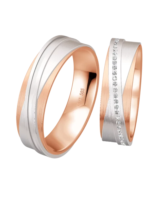 Alliance Breuning bicolore or rouge et blanc 585 6 mm diamants