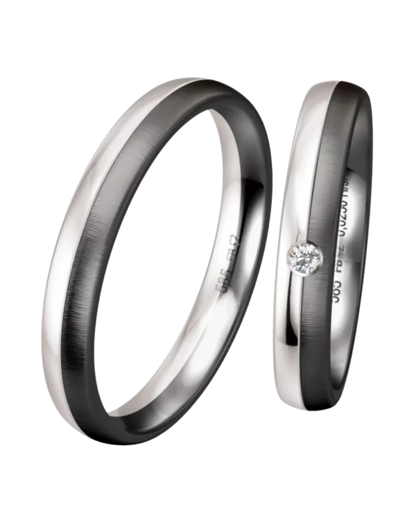 Bicolore or blanc et gris 585 diamant 0.025 ct