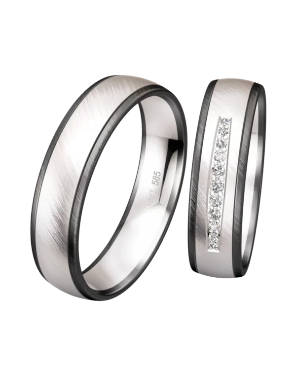 Alliance bicolore Or blanc et Or gris 585 diamant